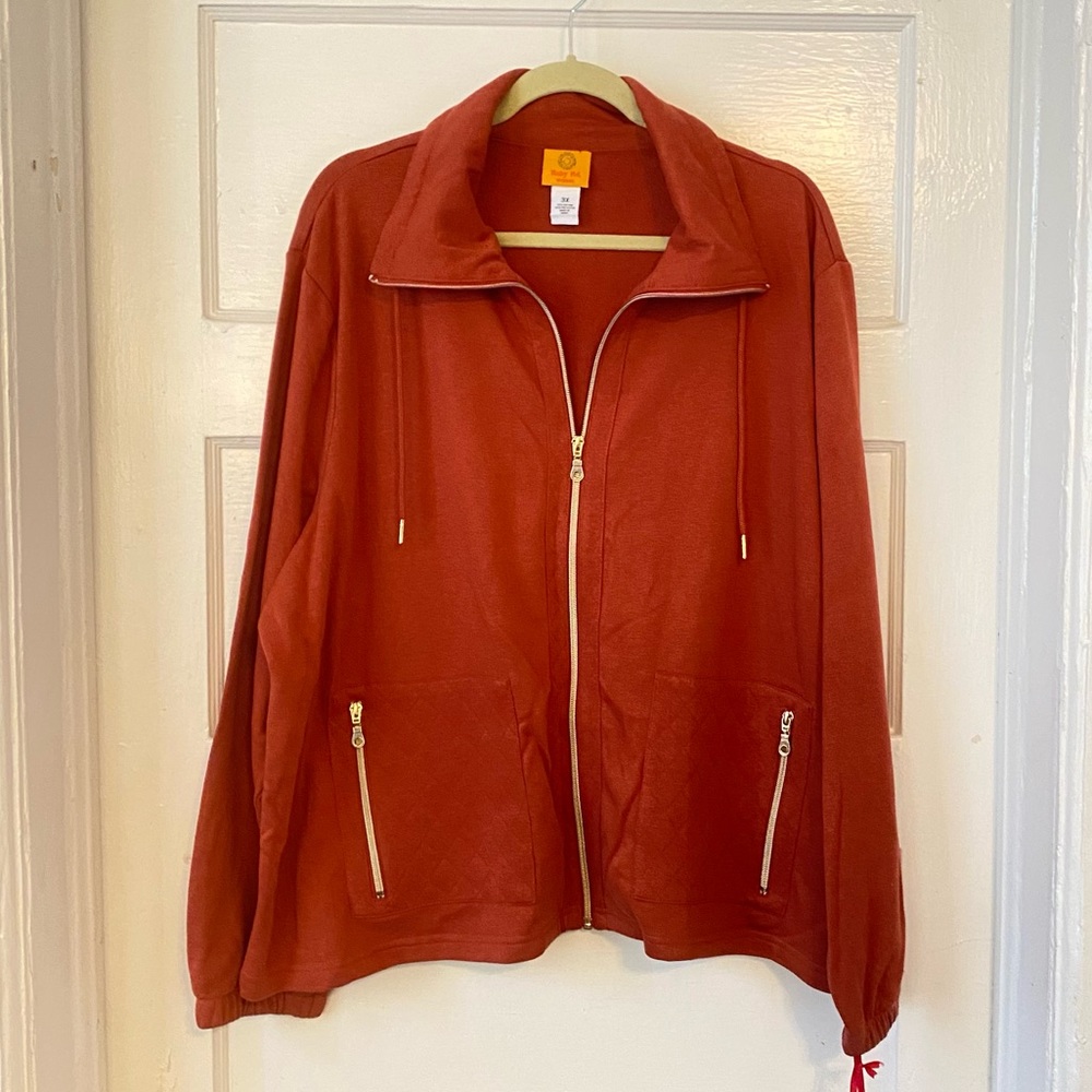 Ruby Rd. Zip Up Jacket Sweatshirt Long Sleeve Brick Red Size 3X NWT